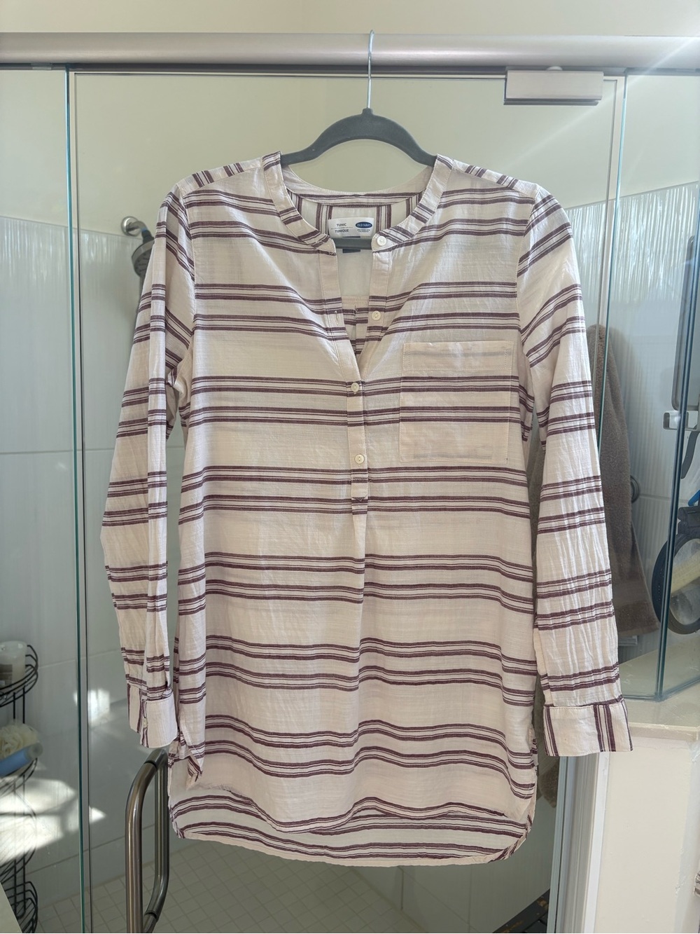Old Navy Cream Tunic with Burgundy Stripes